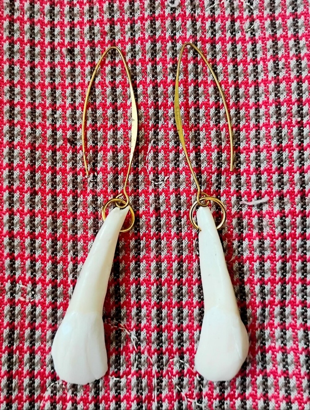 Handmade Buffalo Tooth Modern Drop Earrings